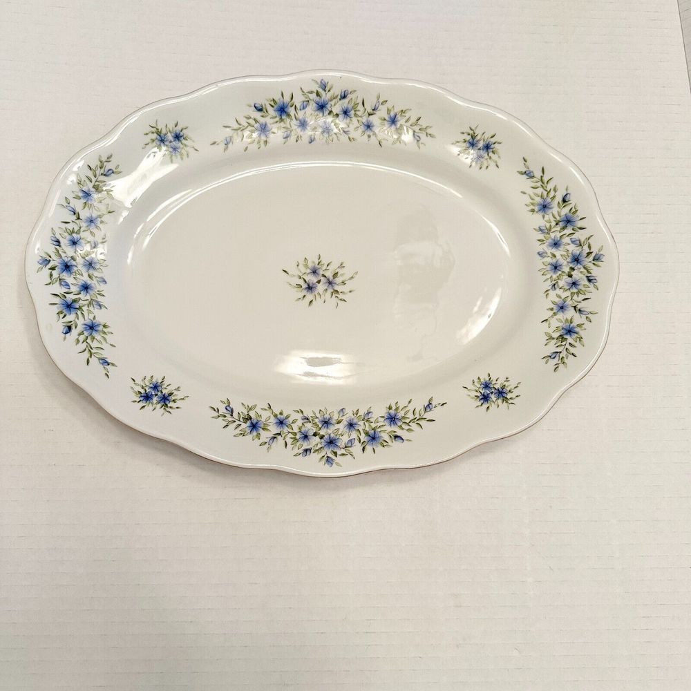 Vintage Favolina China Serving Plate Candia Pattern Poland Rare Gold Trim